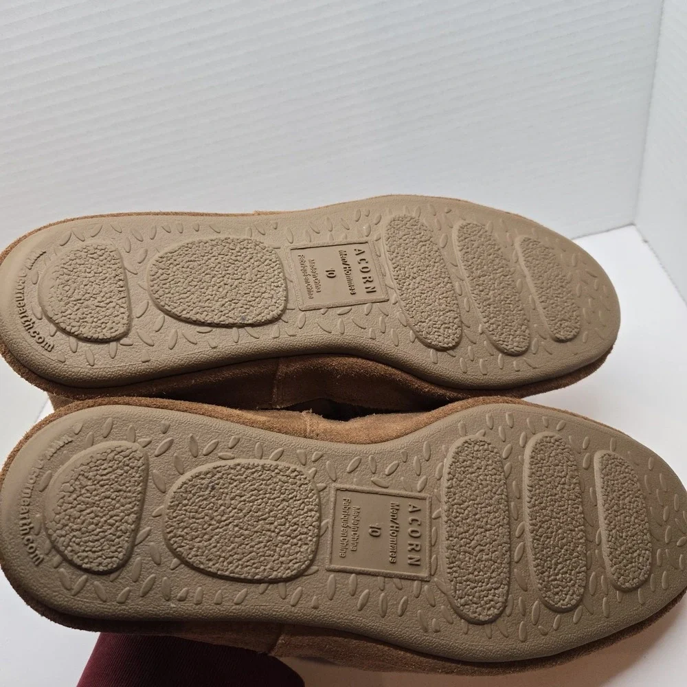 VTG Acorn Slippers Shoes Men's 10 Walnut Shearling Loafer Sheepskin Real Fur EUC